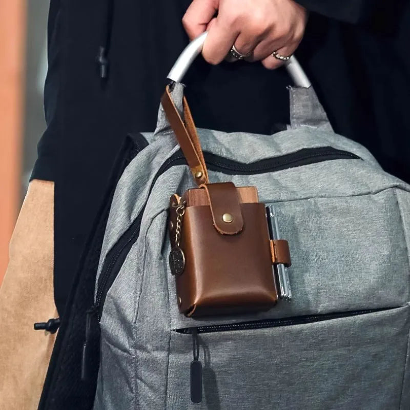 Étui en cuir pour le Kit D'art en Noyer Fait à la Main