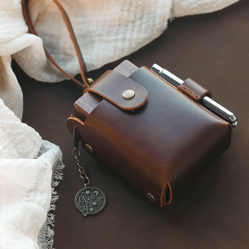 Étui en cuir pour le Kit D'art en Noyer Fait à la Main